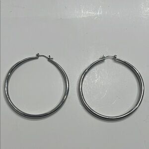 Faux, Costume, Vintage 2.5 inch Loop Sliver Earrings